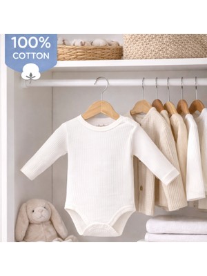 Angeltouch %100 Pamuklu Kız Erkek Body Uzun Kol Raporlu Bisiklet Yaka Çok Renkli