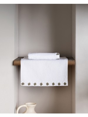 Madame Coco Jeanne 2'li %100 Pamuk Kroşeli El Havlusu - Ekru - 30X40 cm