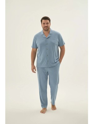SVM 9698 Erkek Bıg Sıze Düğmeli Pijama Takım