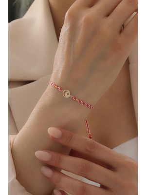 Bayar Gold 14 Ayar Altın Ay Yıldız Marteniçka Kırmızı Beyaz İpli Bileklik