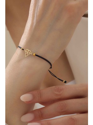 Bayar Gold 14 Ayar Altın Kibele Bereket Sembolü Siyah İpli Bileklik
