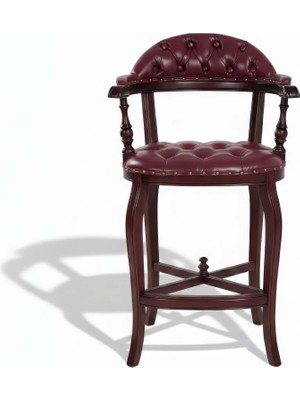 Gazzini Furniture Majesta Kapitoneli Classic Ahşap Bar Sandalyesi