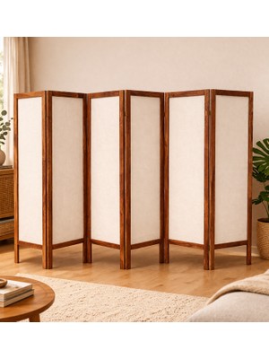 Ahşap Paravan Seperatör 6 Kanatlı Ara Bölme Dekoratif 5396