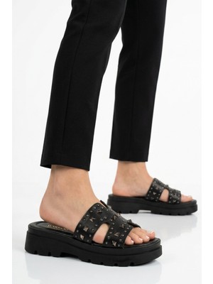 Ayakmod Siyah Hafif Kalın Taban Kadın Terlik 35350 Z