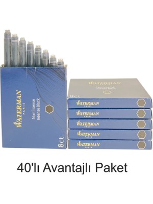 Waterman Dolma Kalem Kartuşu Mürekkebi Siyah 40’lı Paket (S0110850)