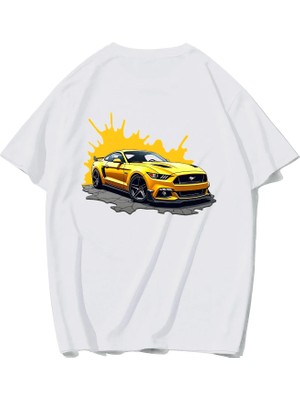 Brz Collection Unisex Oversize Yellow Ferra Ri T-Shirt (Beyaz)