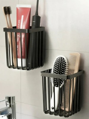 YNSK 2'li Set Yapışkanlı Banyo Saç Fırçası Tarak Düzenleyici Diş Fırçalık Çok Amaçlı Mutfak Duvar Rafı