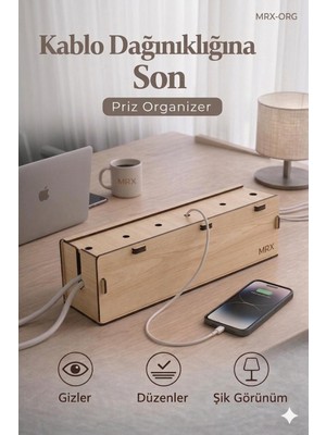 PremiumPort Priz ve Kablo Düzenleyici Kutu, Dekoratif ve Pratik Organizatör