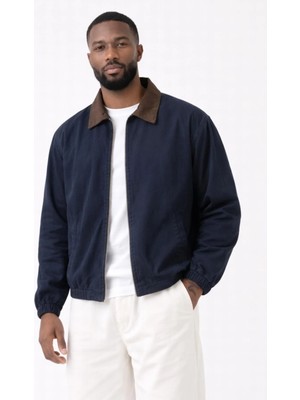 Freemen Erkek Gabardin Ceket Oversize Polo Yaka Detaylı Rahat Kalıp Beli Lastikli