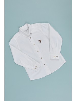 U.S. Polo Assn. Beyaz Basic Gömlek Düz Yaka Regular Fit Erkek Çocuklar İçin 50320232-VR013