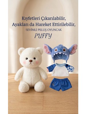 DMR Accessoire Stitch Kostümlü 30 cm Puffy Kıyafetleri Çıkartılabilir Ayakları Hareket Eden Sevimli Peluş Ayıcık