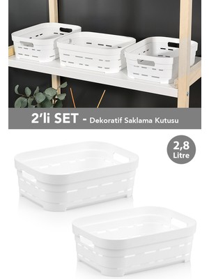 PremiumPort 2'li Delikli Dekoratif Piramit Saklama Kutusu, Çok Amaçlı Organizer, 2,8 Lt