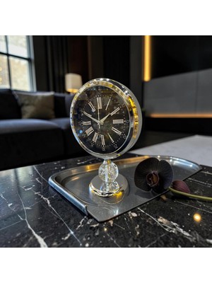 Sleep Nova Lüks Kristal Ayaklı Masa Saati – Metal Kasa, Roma Rakamlı Dekoratif Saat, Modern Salon & Ofis Aksesuarı