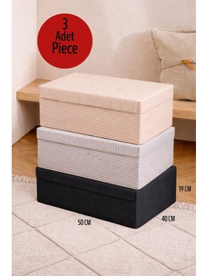 PremiumPort Renkli Çok Amaçlı Giysi ve Kazak Kutu Hurç Seti, 3'lü Paket