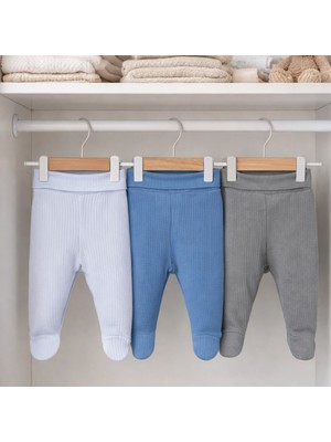 Angeltouch %100 Pamuklu Bebek Çocuk Pantolon Patikli Raporlu 3'lü Set Kız Erkek Unisex Bebek