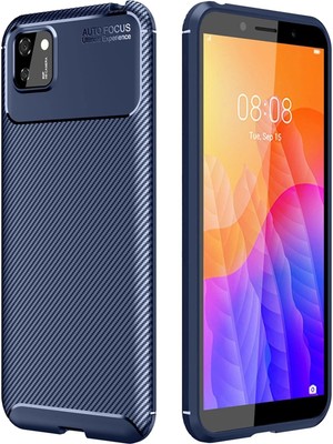 Mey Ithalat  Huawei Y5P Kılıf Auto Focus Karbon Kapak - Lacivert