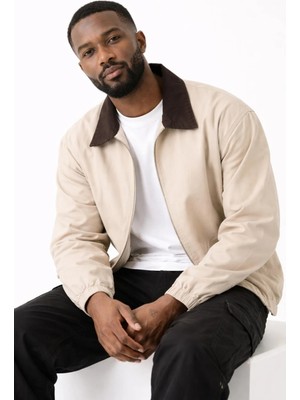 Freemen Erkek Gabardin Ceket Oversize Polo Yaka Detaylı Rahat Kalıp Beli Lastikli