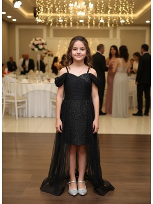 Içi Kısa Kuyruklu Simli Abiye Elbise