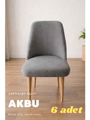Akbu Sandalye Kılıfı , 6lı Paket , A Kalite Mutfak Büyük Oval ,yıkanabilir , Lastikli Sandalye Örtüsü