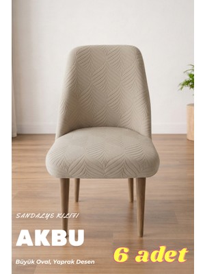 Akbu Sandalye Kılıfı , 6lı Paket , A Kalite Mutfak Büyük Oval ,yıkanabilir , Lastikli Sandalye Örtüsü