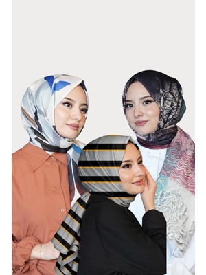 Afvente Soyut,Çizgili,Dalgalı Desen Soft Pamuk Şal 3 Al 2 Öde