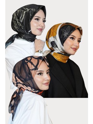 Afvente Dallı,Mermer,Çiçek Desen Soft Pamuk Eşarp 3 Al 2 Öde