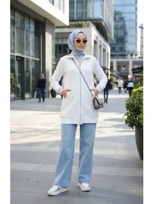 Kapitone Fermuarlı Kap 71217-01 Krem