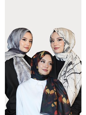 Afvente Yaprak,Geometrik,Mermer Desen Soft Pamuk Şal 3 Al 2 Öde