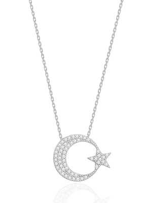 PremiumPort Ay Yıldız Gümüş Kolye, Şık ve Zarif Takı Koleksiyonu