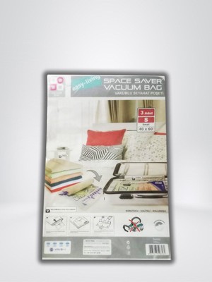 PremiumPort Vakumlu Seyahat Poşeti Seti, 3'lü, 40X60, Kompakt ve Hafif, Pratik Saklama