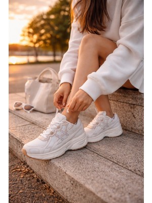 Muggo Hynex Kadın Kalın Taban Bağcıklı Günlük Sneaker Spor Ayakkabı