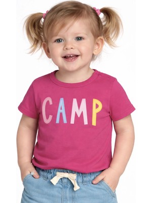 Organickid Adventure Kız Bebek Fuşya Kısa Kollu T-Shirt