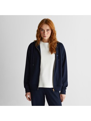 Gant Kadın Lacivert Standart Fit Kapüşonlu Sweatshirt