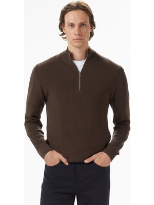 Nautica Erkek Kahverengi Classic Fit Kazak