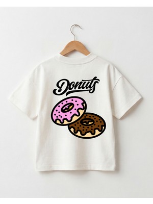Babytex Bisiklet Yaka Donut Yazılı Baskılı %100 Pamuklu Oversize Tişört Bebek-Çocuk