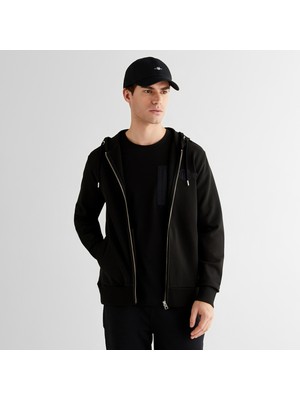 Gant Erkek Siyah Regular Fit Kapüşonlu Fermuarlı Sweatshirt
