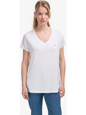 U.s. Polo Assn. Kadın Beyaz Basic Tişört Kolsuz Pamuk Malzeme ile Rahat Kesim 50323448-VR013