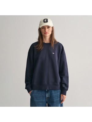 Gant Kadın Lacivert Relaxed Fit Bisiklet Yaka Sweatshirt