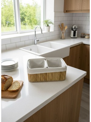 PremiumPort 3'lü Bambu Sepet Seti - Çok Amaçlı Banyo ve Mutfak Organizer