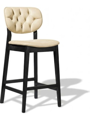 Gazzini Furniture Olivya Kapitoneli Ahşap Bar Sandalyesi