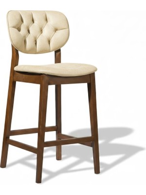 Gazzini Furniture Olivya Kapitoneli Ahşap Bar Sandalyesi