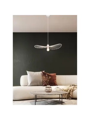 Vivense Zeynep Endüstriyel Beyaz Sarkıt Kafes Avize, 50 cm Çap