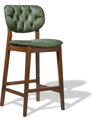 Gazzini Furniture Olivya Kapitoneli Ahşap Bar Sandalyesi