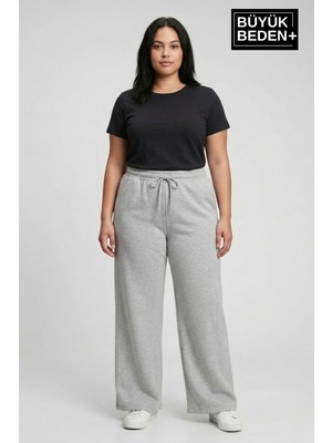 Superlife Kadın Büyük Beden Bol Paça  Yüksek Bel Lastikli Salaş Eşofman Altı SPR26BEA988