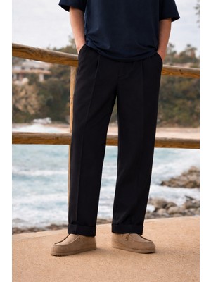 Damga Erkek Trend Basic Bol Paça Siyah Kumaş Pantolon