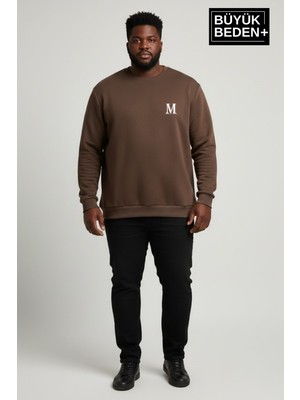 Superlife Erkek Büyük Beden M Baskılı Bisiklet Yaka Ince Sweatshirt SPR26BSW956-13