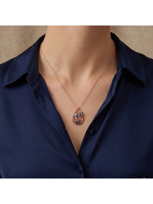 Pigoda Ruby Renk Uğur Böceği Kelebek Desen Kolye Sevgiliye Hediye
