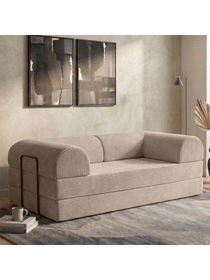 Neo Sleep | Ribera Çok Amaçlı Yatak Olabilen Yıkanılabilir Fitilli Kılıflı Sünger Koltuk