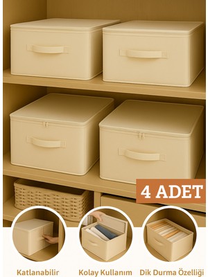 PremiumPort Katlanabilir Krem Tela Kumaş Hurç, Kolay Kurulum ve Dik Duran Saklama Organizer