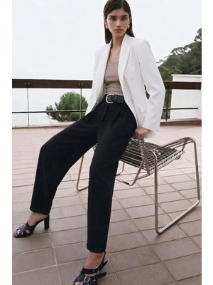 Sateen Talia Havuç Pantolon - Siyah